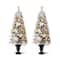 5ft. Pre-Lit Flocked Pine Artificial Christmas Tree in Planter Set, Warm White LED Lights